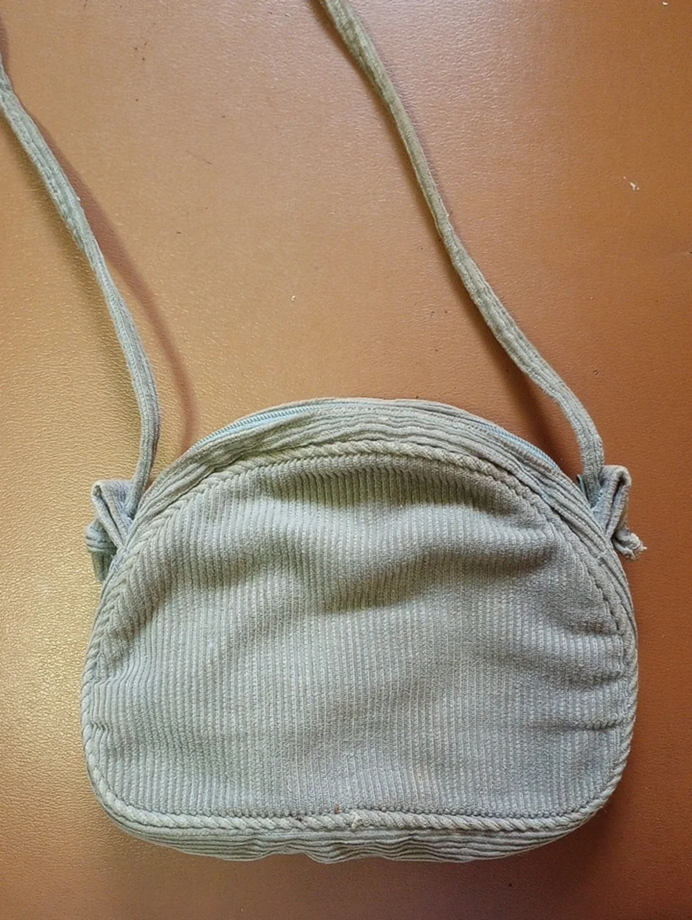Vintage Retro Colorful Courderoy Girl's Purse w/ Shoulder Strap. Pink Purple Tan